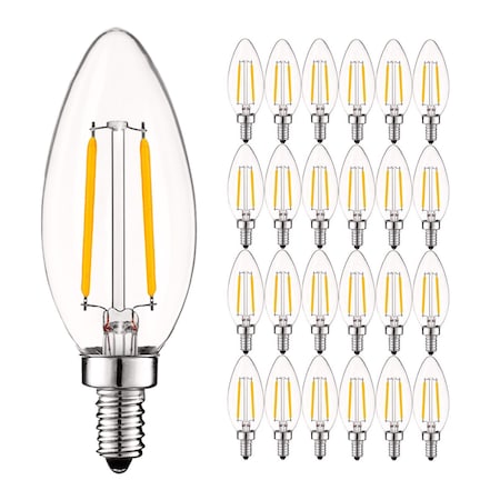 B11 LED Light Bulbs 4W (40W Equivalent) 400LM 5000K Bright White Dimmable E12 Candelabra 24-Pack